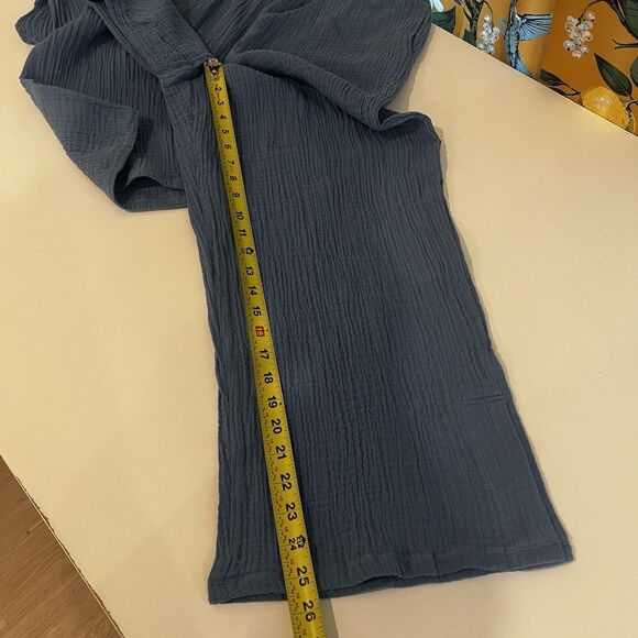 Habitat Pants Blue Crinkle Gauze Elastic Waist Pull On Lagenlook Womens Sz L - Picture 8 of 8